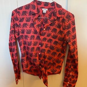 J.Crew button up/tie elephant shirt - W small